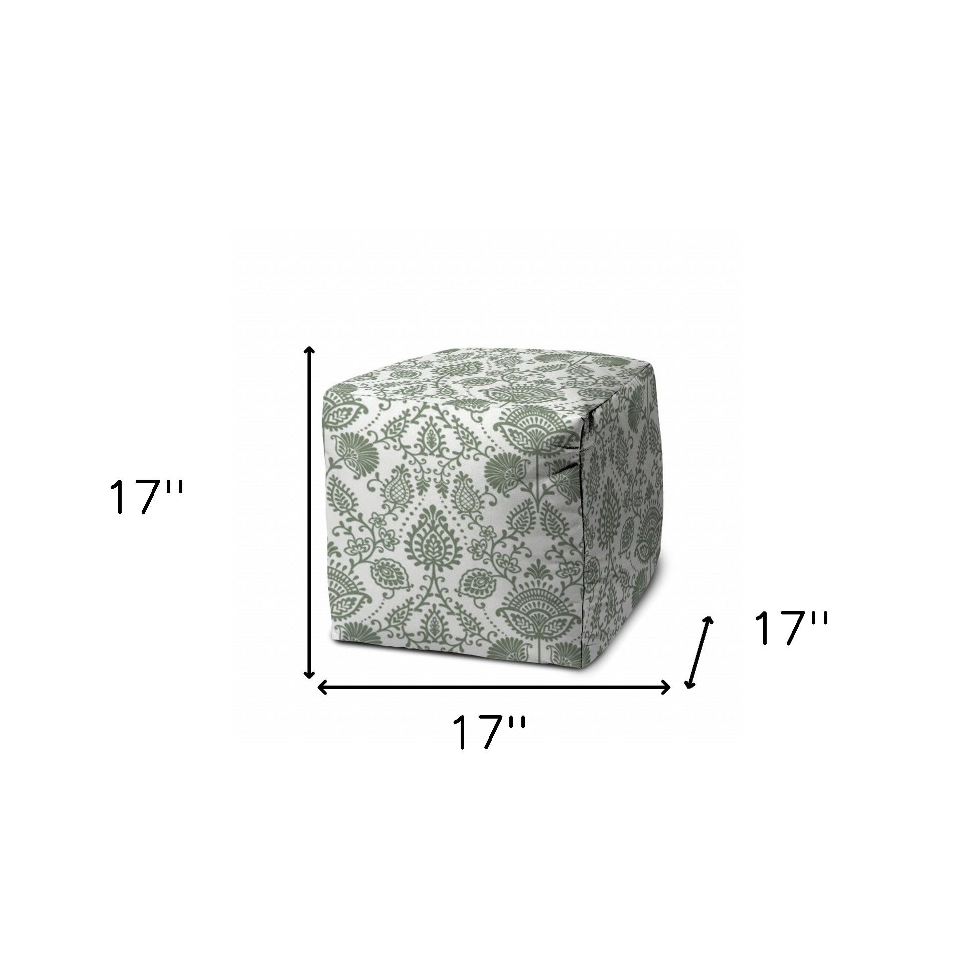 17" Blue Polyester Cube Indoor Outdoor Pouf Ottoman