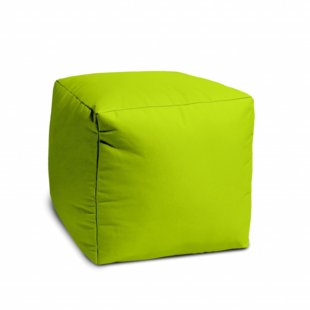 17" Cool Lemongrass Green Solid Color Indoor Outdoor Pouf Cover