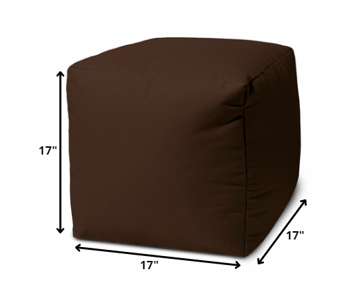 17" Cool Dark Chocolate Brown Solid Color Indoor Outdoor Pouf Cover