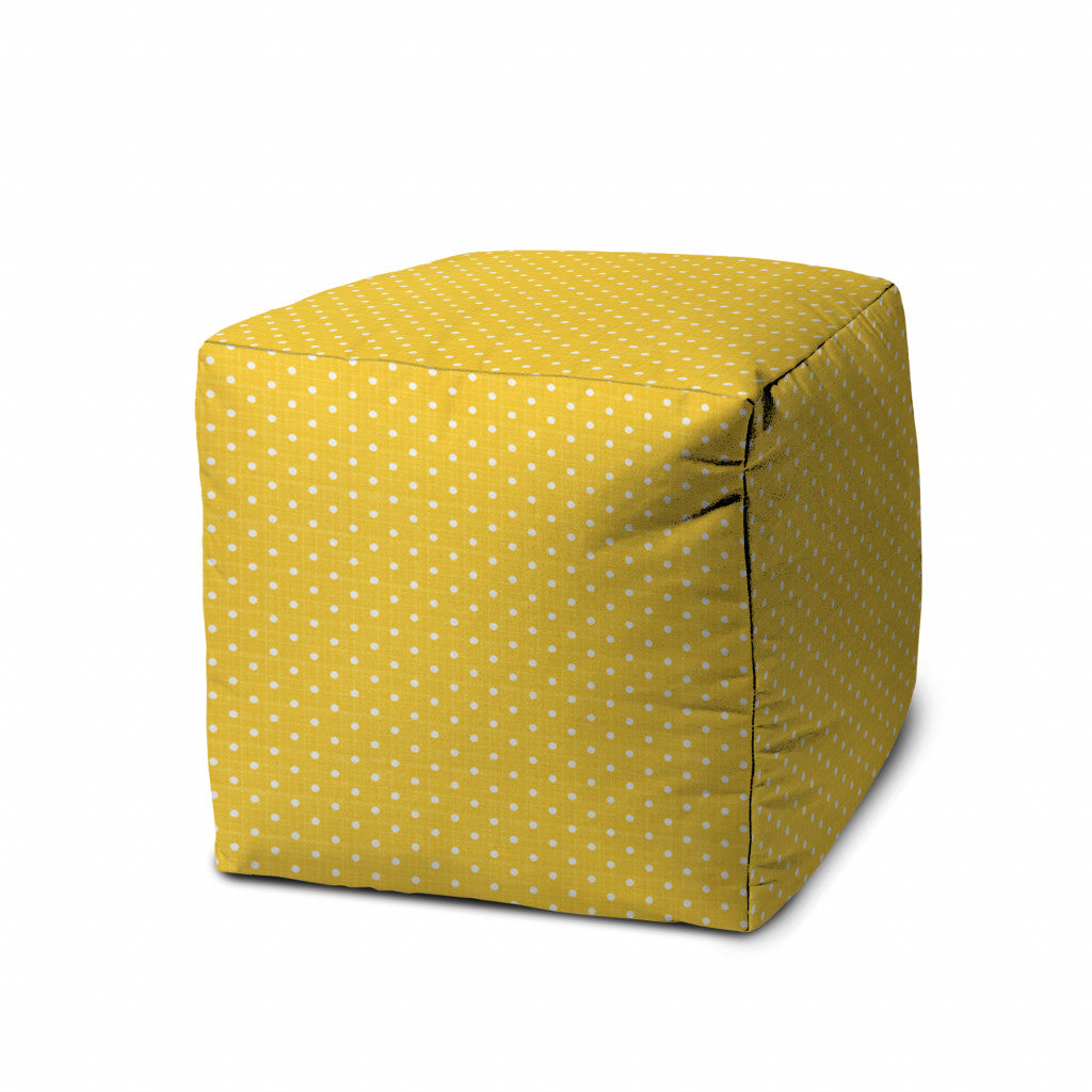 17" Turquoise Cube Polka Dots Indoor Outdoor Pouf Cover