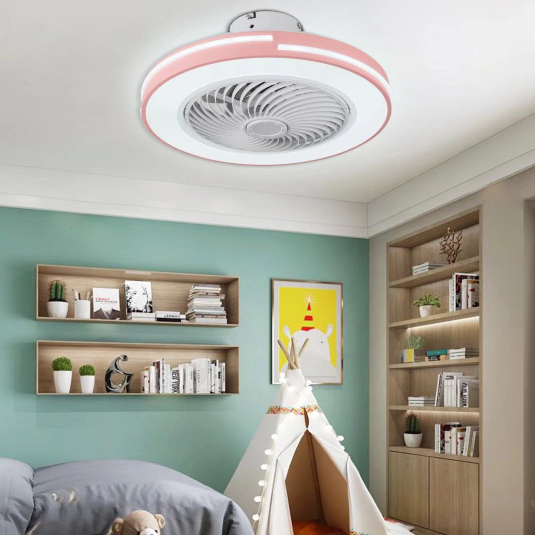 Compact Pink LED Ceiling Fan and Light