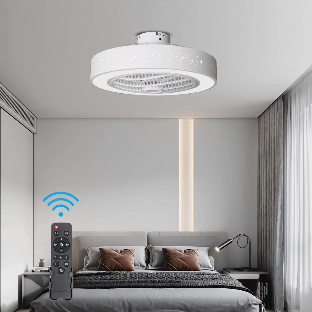 Compact Ceiling Fan and Light With Star Detailing