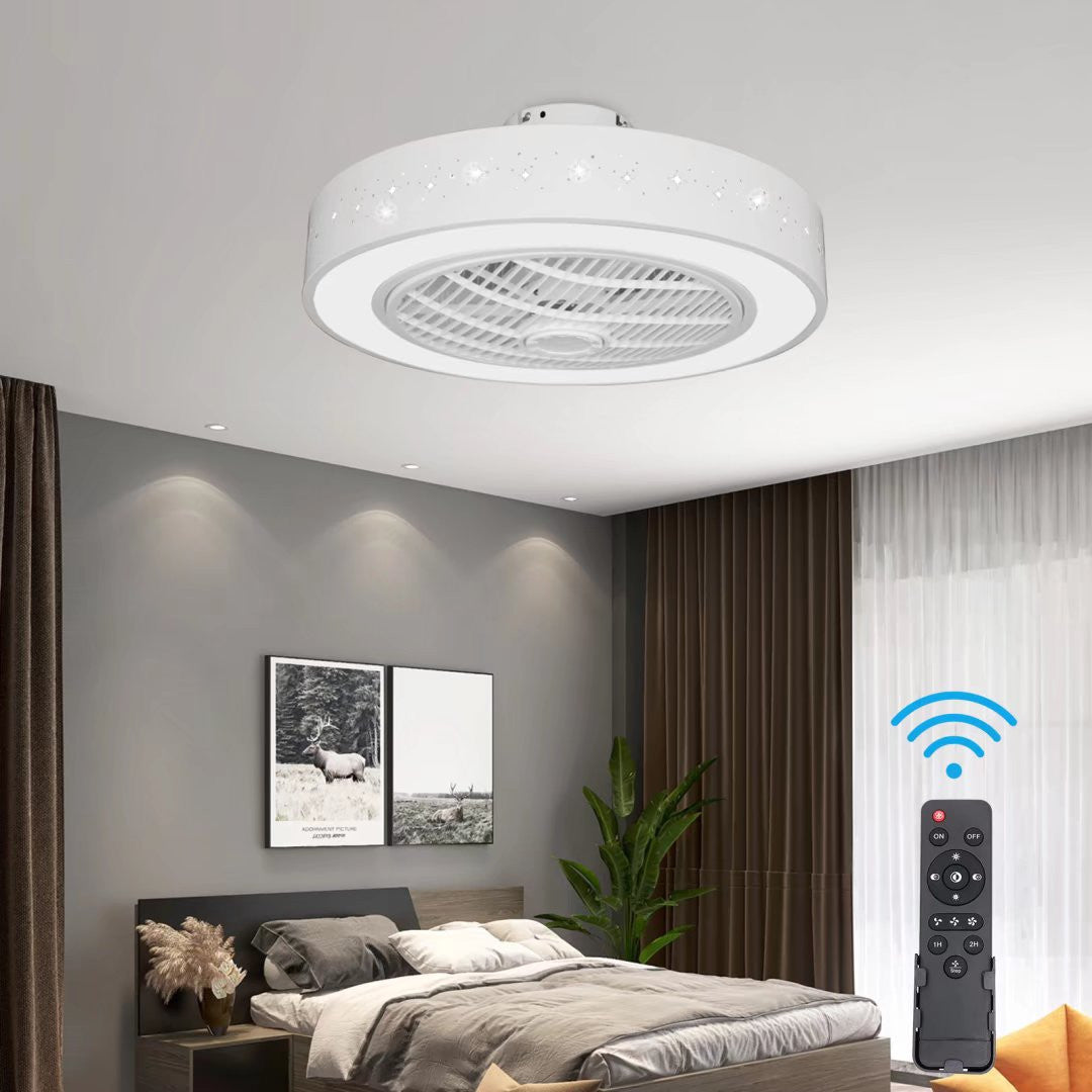 Compact Ceiling Fan and Light With Star Detailing