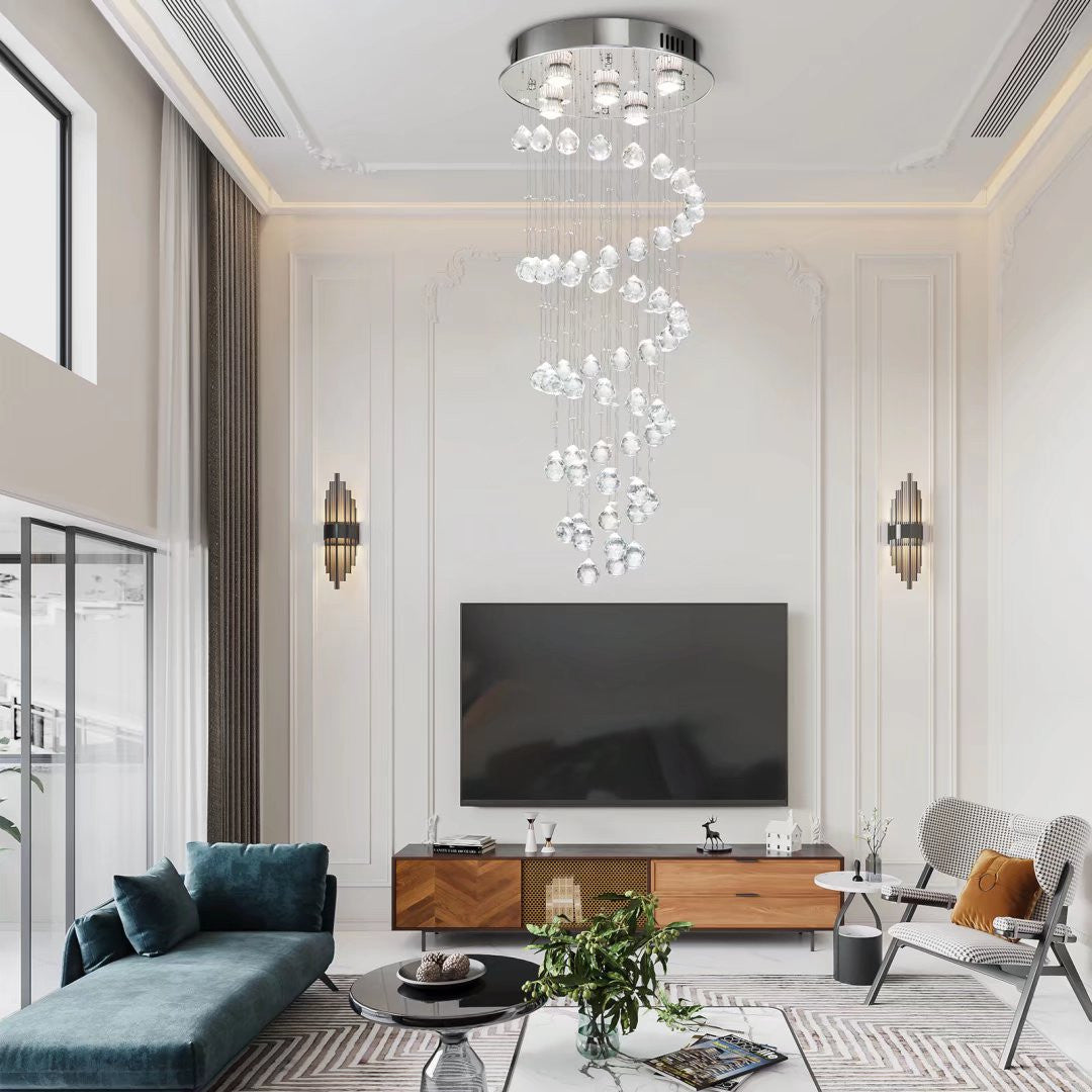 Stunning Spiral Crystal Chandelier - Elevate Your Space with Elegance