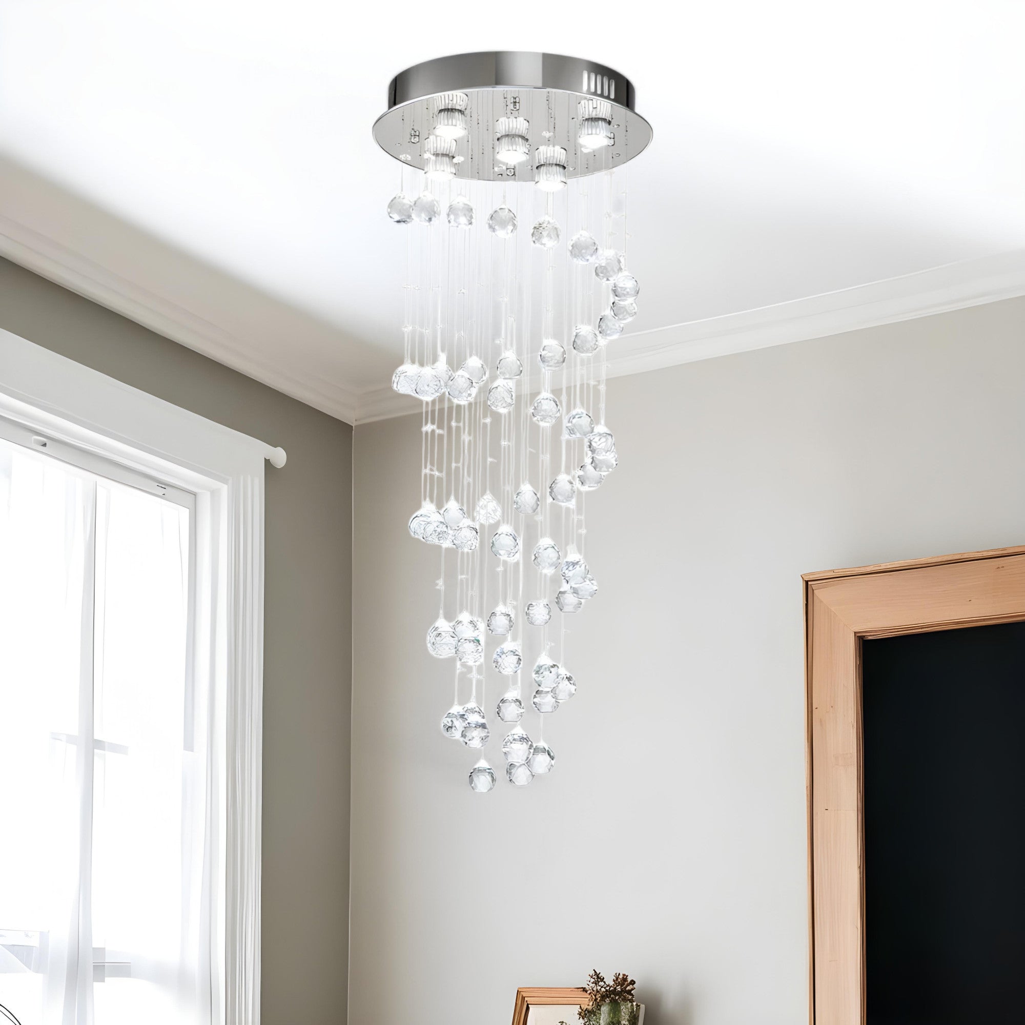 Stunning Spiral Crystal Chandelier - Elevate Your Space with Elegance