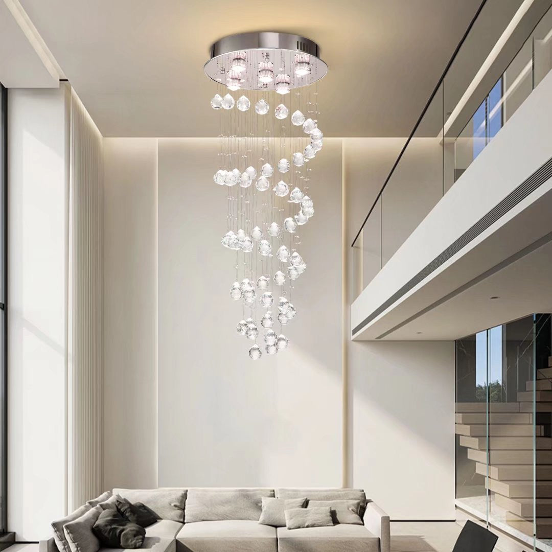 Stunning Spiral Crystal Chandelier - Elevate Your Space with Elegance