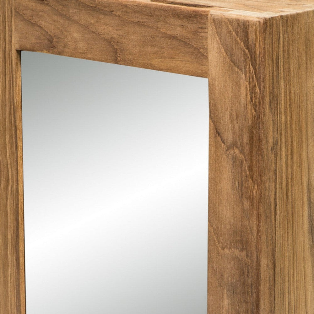 Traditional Solid Teak Hanging Mirrored Medicine Cabinet