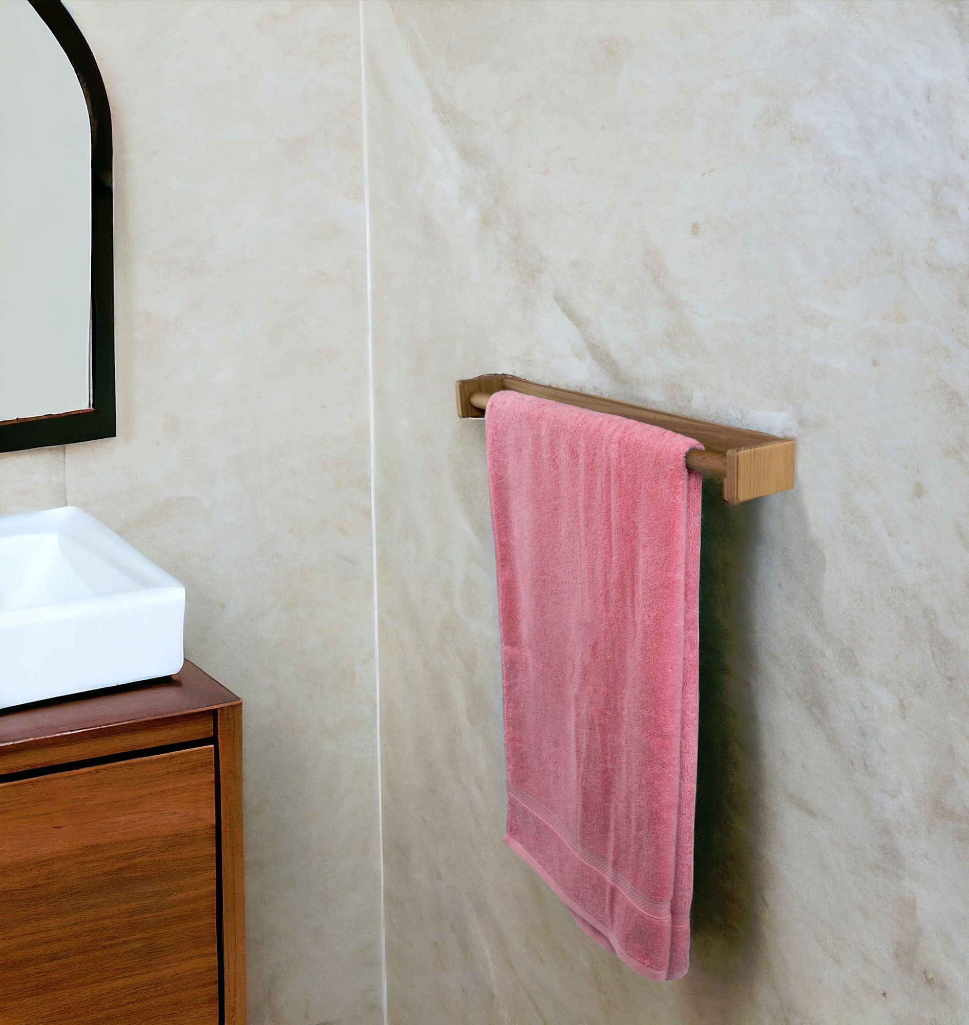 22" Traditional Solid Teak Towel Bar