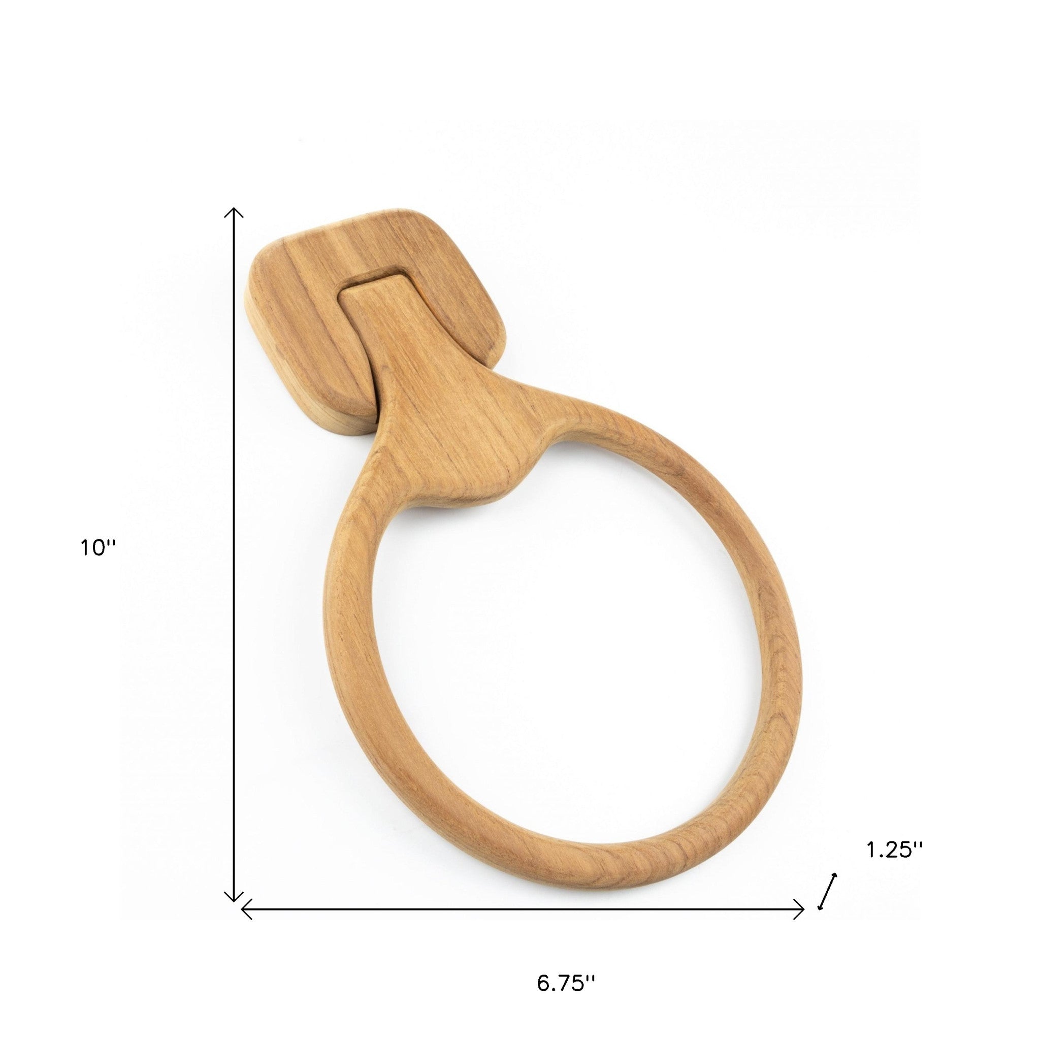 Natural Solid Teak Wood Wall Mount Towel Ring