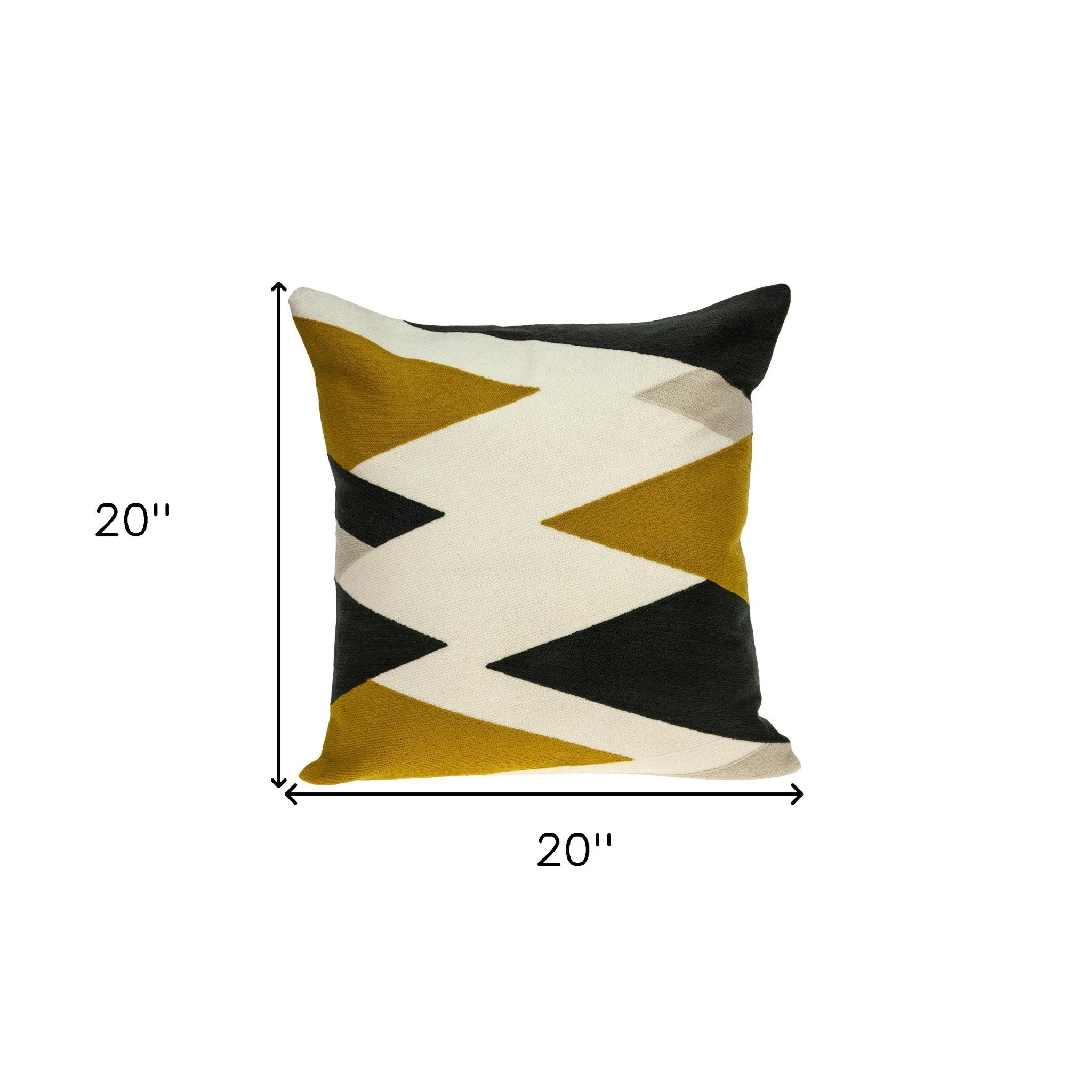 20" White and Black Cotton Throw Pillow