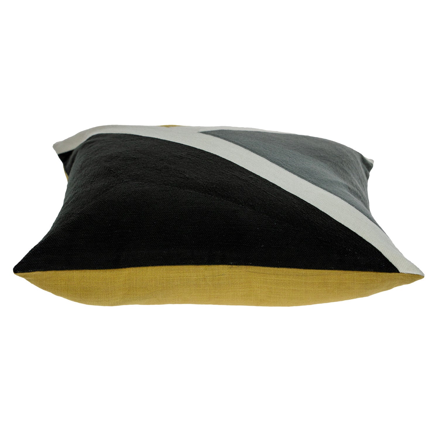 20" Black and Yellow Geometric Cotton Throw Pillow