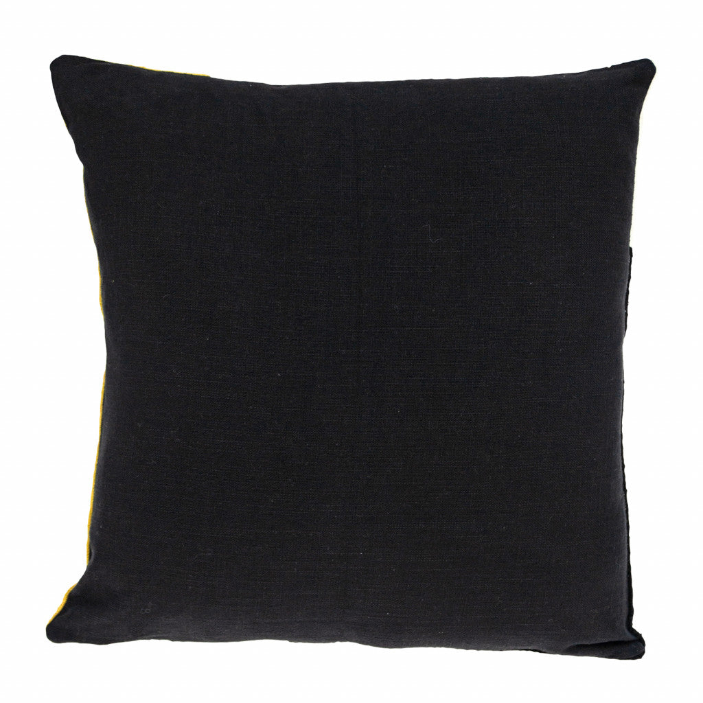 20" Black and Yellow Cotton Throw Pillow