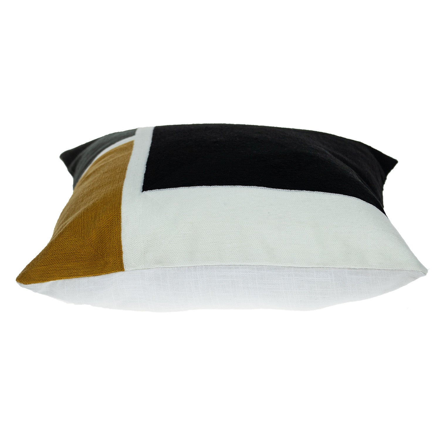 20" Black and Yellow Cotton Throw Pillow