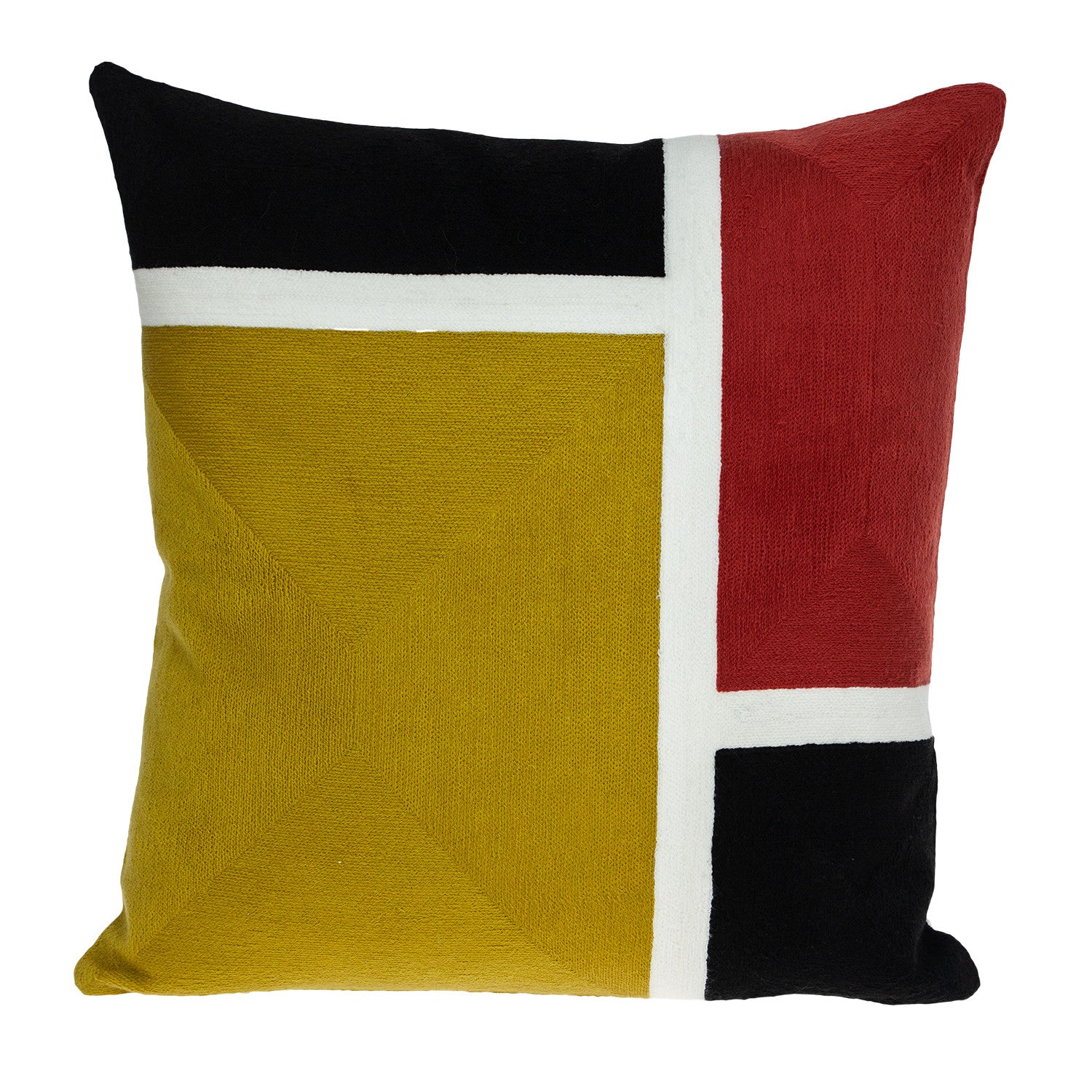 20" Mustard Yellow and Black Cotton Throw Pillow