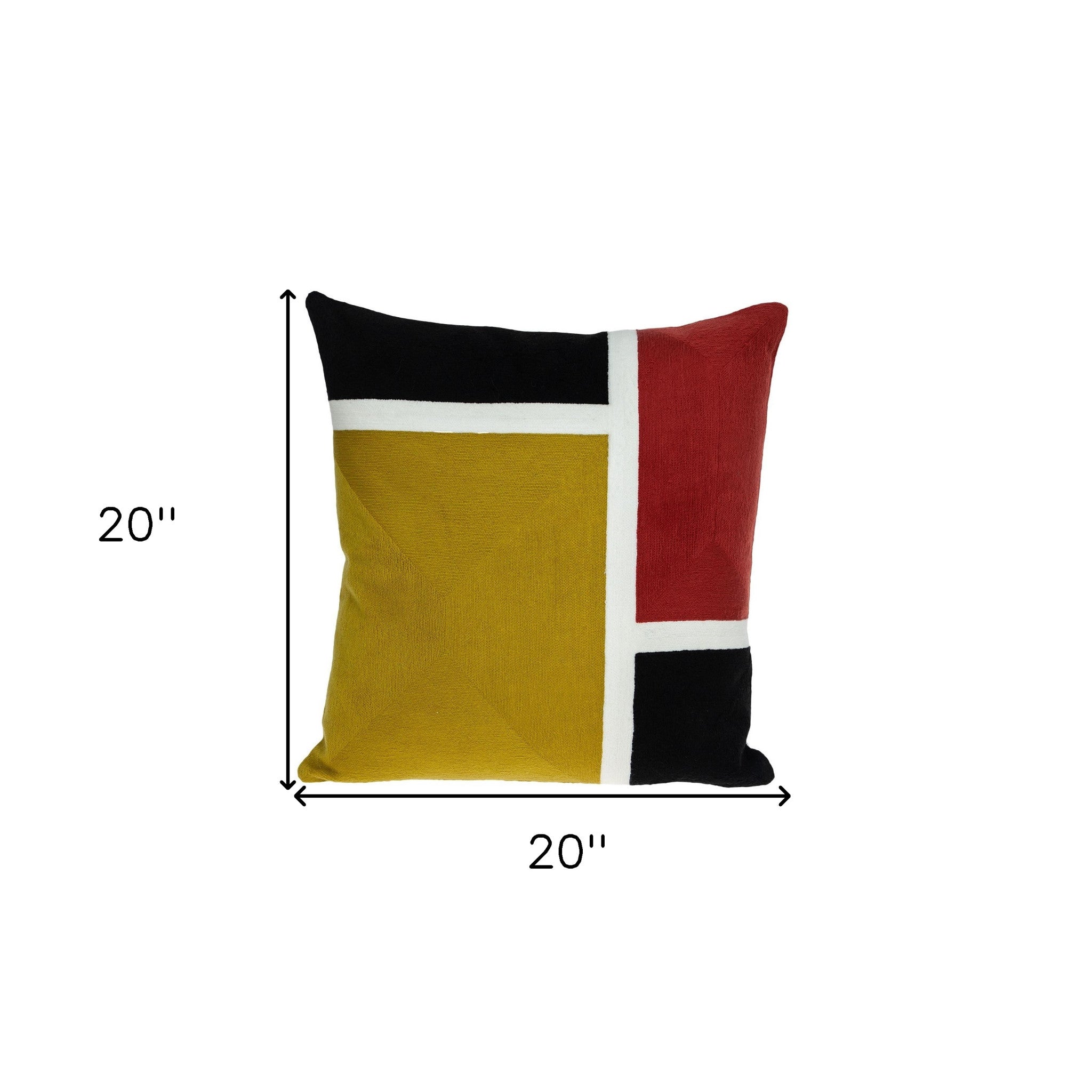 20" Mustard Yellow and Black Cotton Throw Pillow