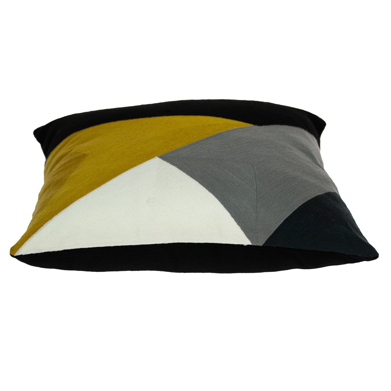 20" Black and Yellow Cotton Throw Pillow