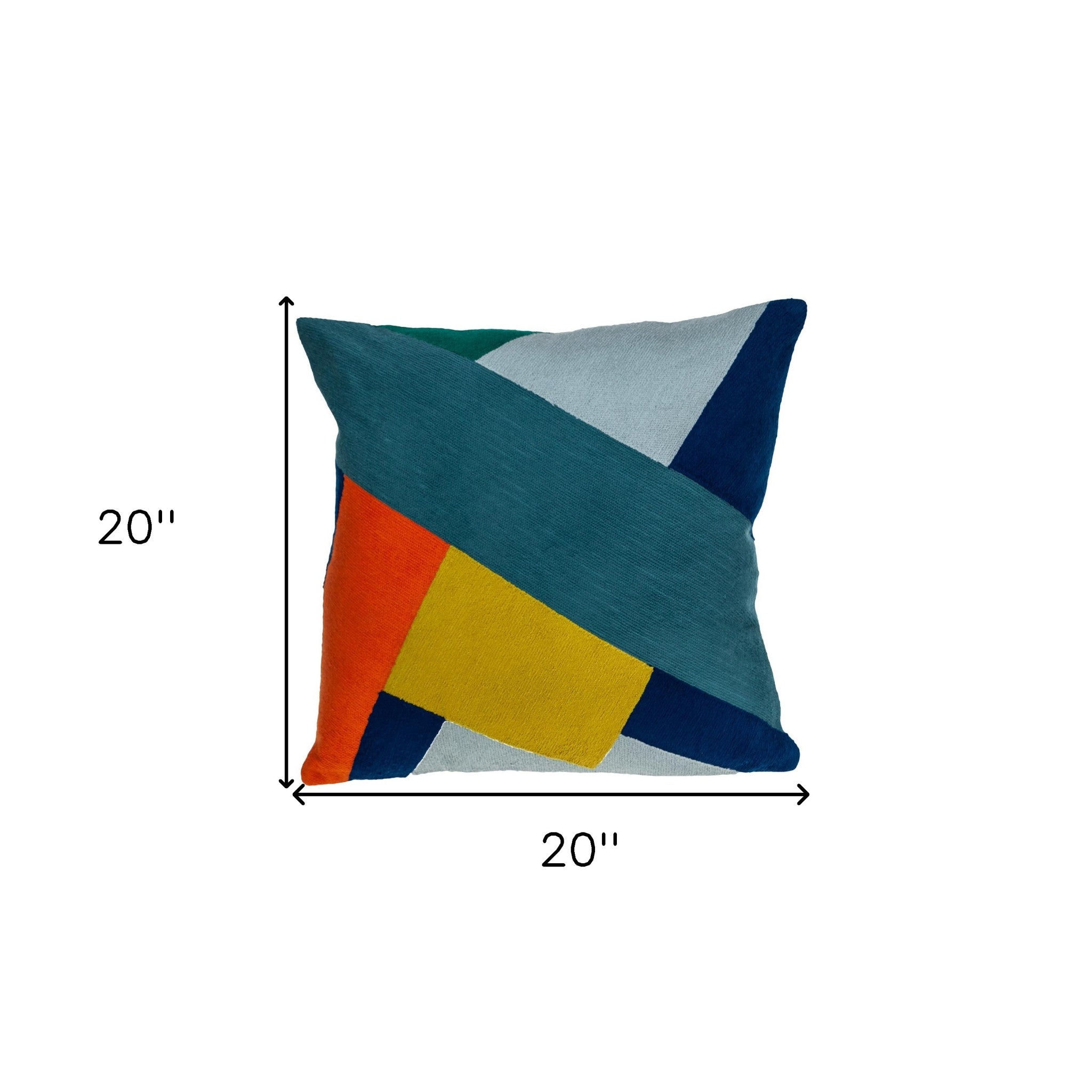 20" Blue and Yellow Cotton Throw Pillow