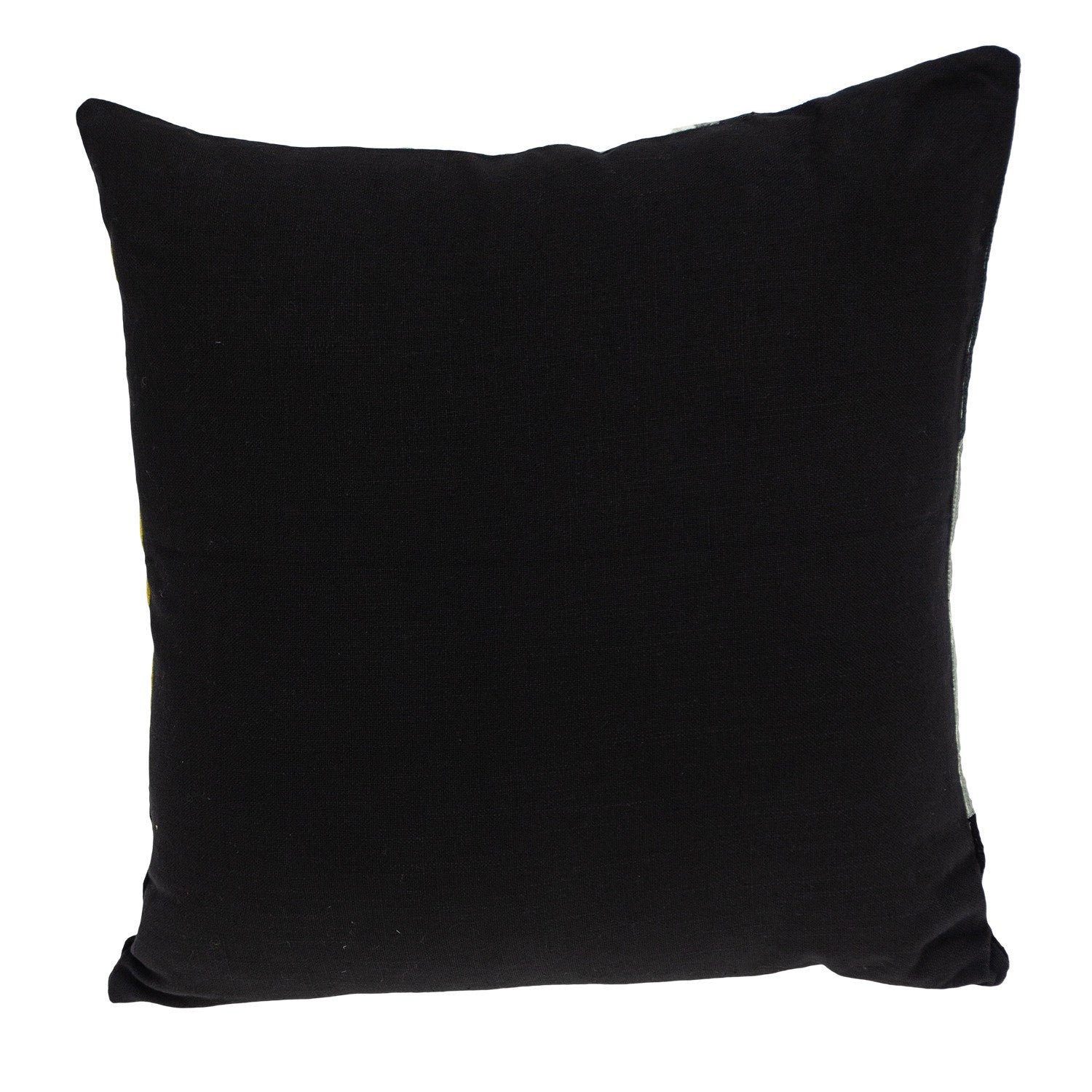 20" Black and Yellow Cotton Throw Pillow