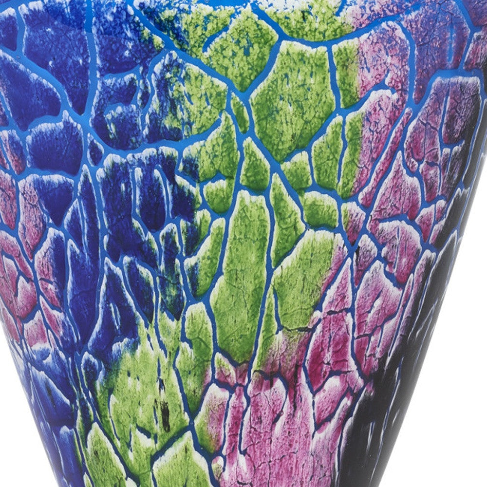 8" Blue and Green Murano Glass Abstract Oval Table Vase