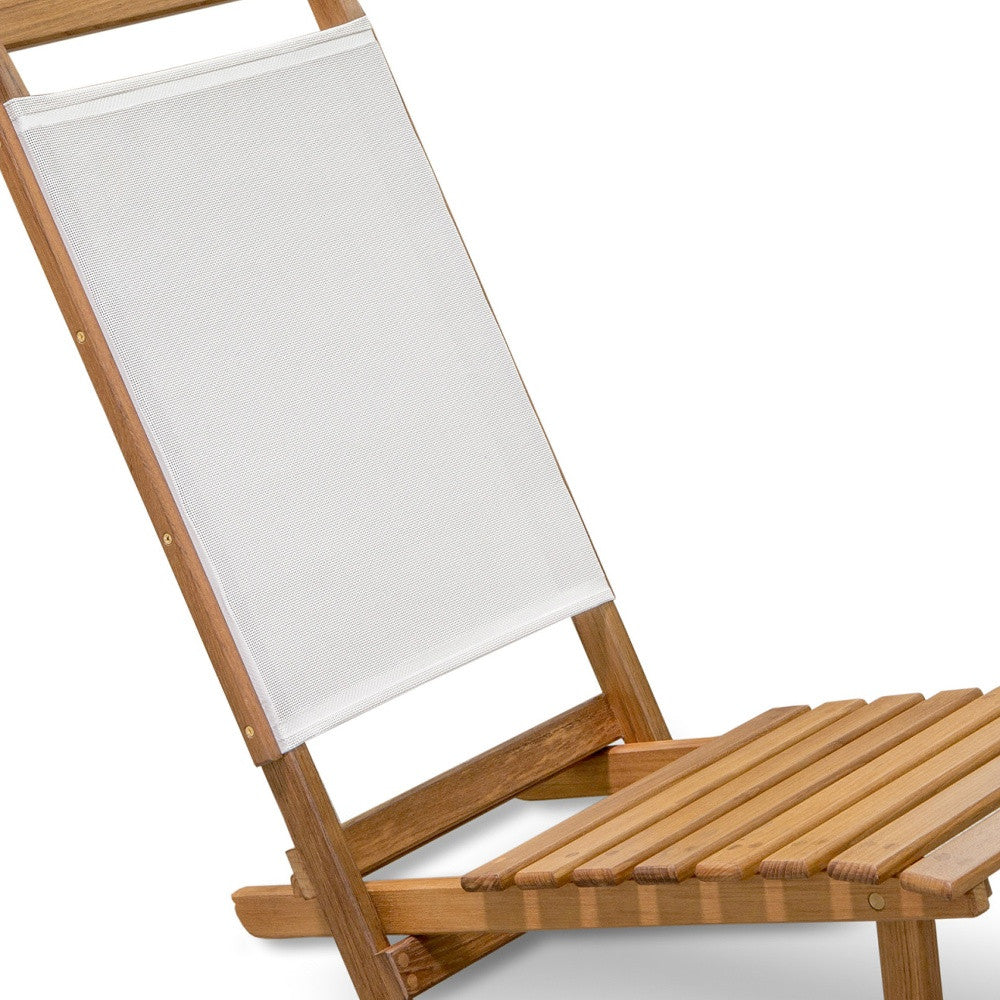 15" Brown and Natural Wood Solid Wood Outdoor Deck Chair