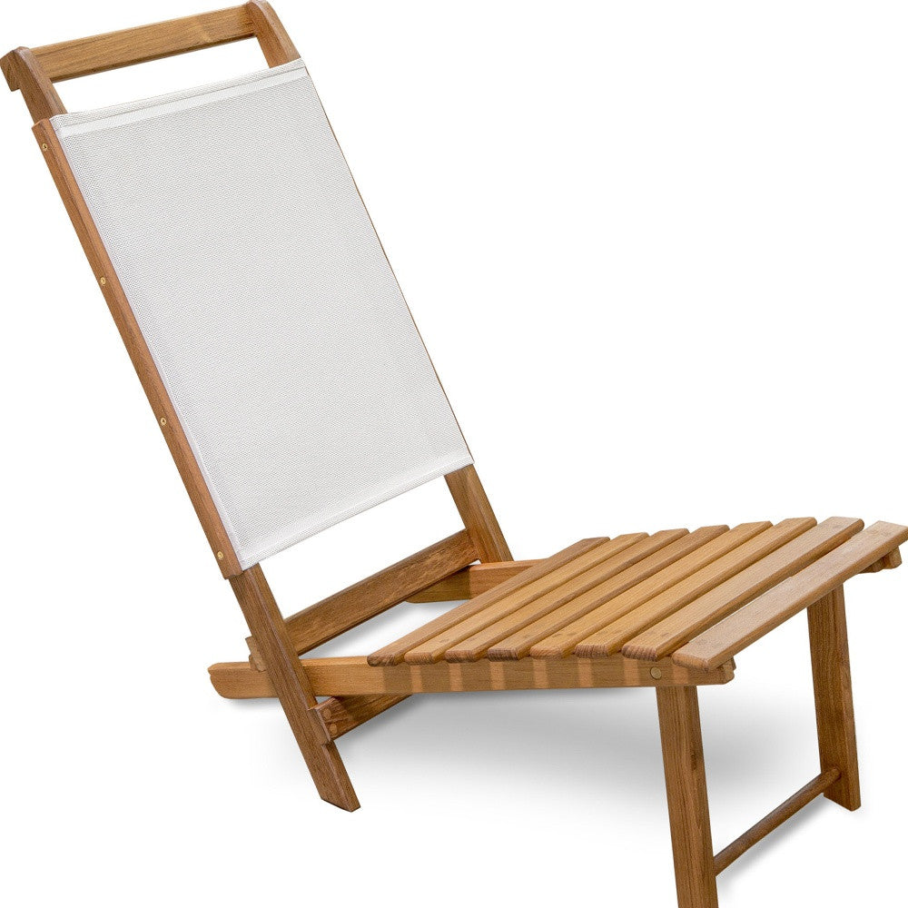 15" Brown and Natural Wood Solid Wood Outdoor Deck Chair