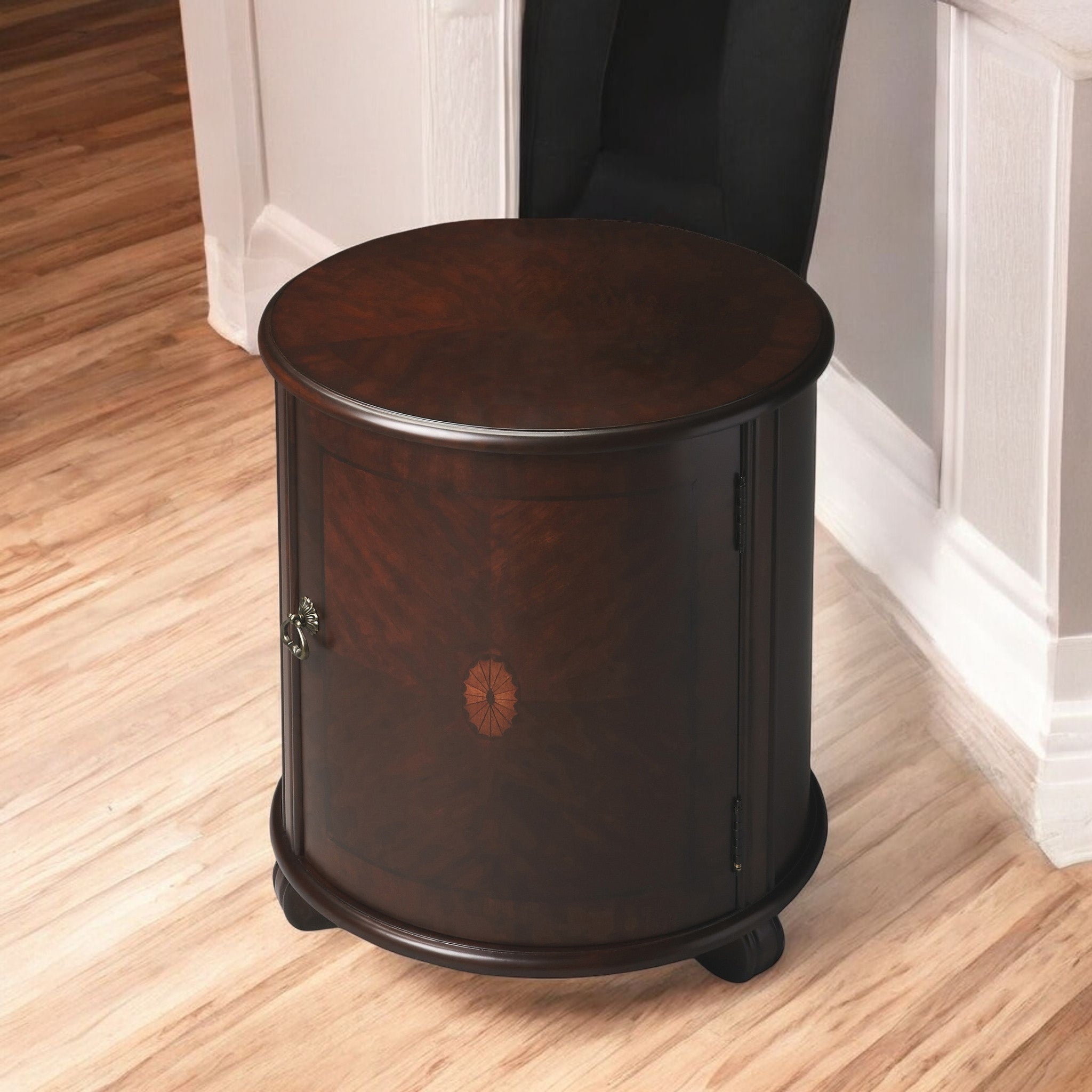 24" Dark Brown Round End Table