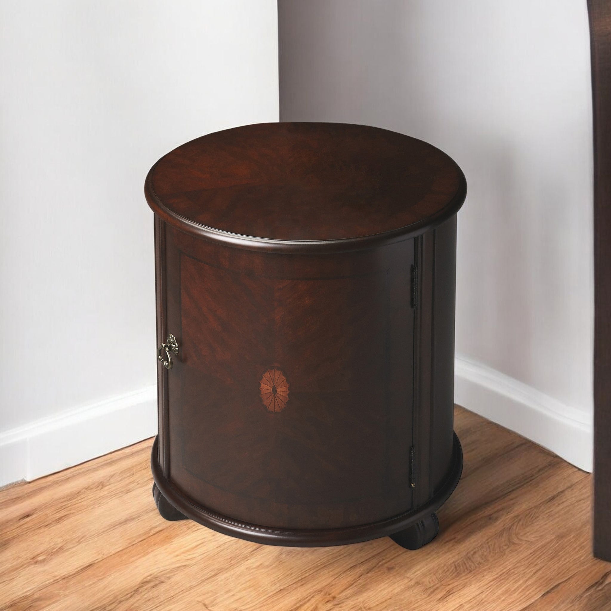 24" Dark Brown Round End Table