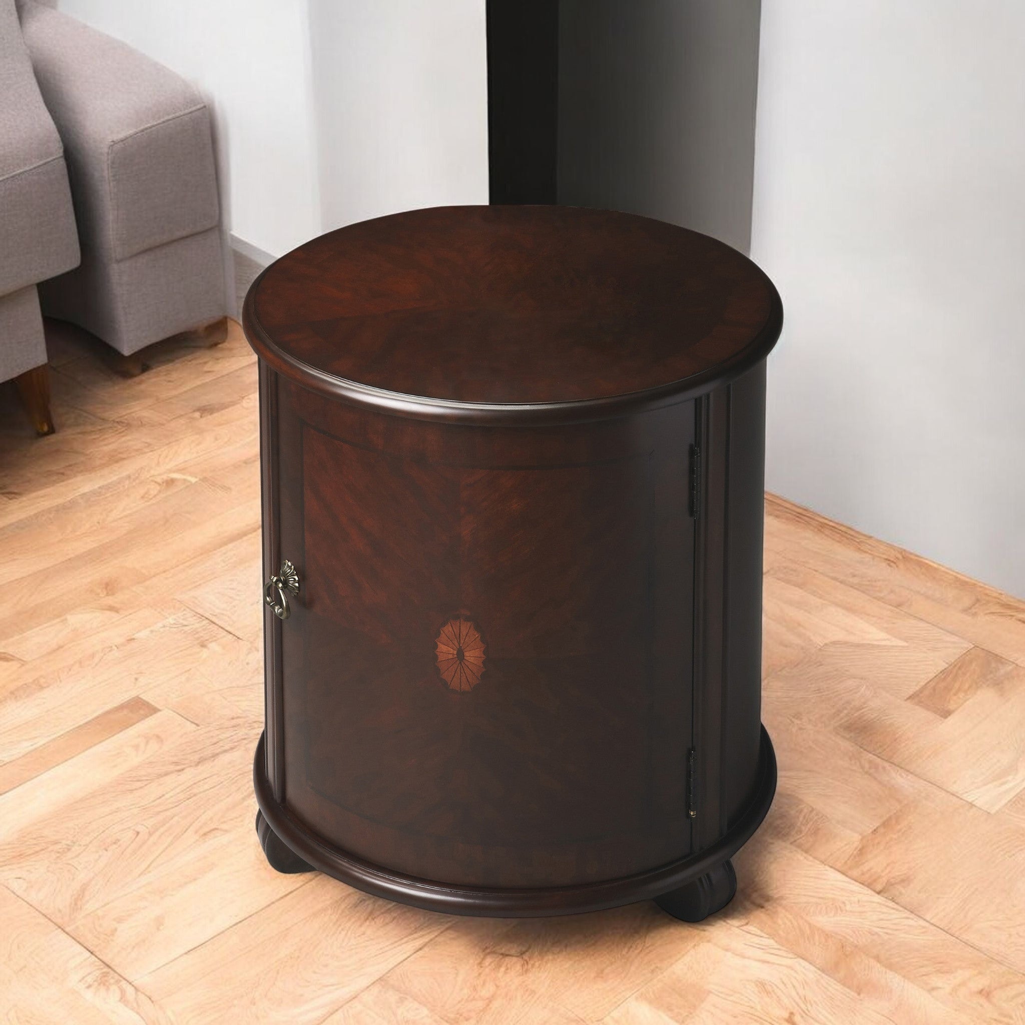 24" Dark Brown Round End Table