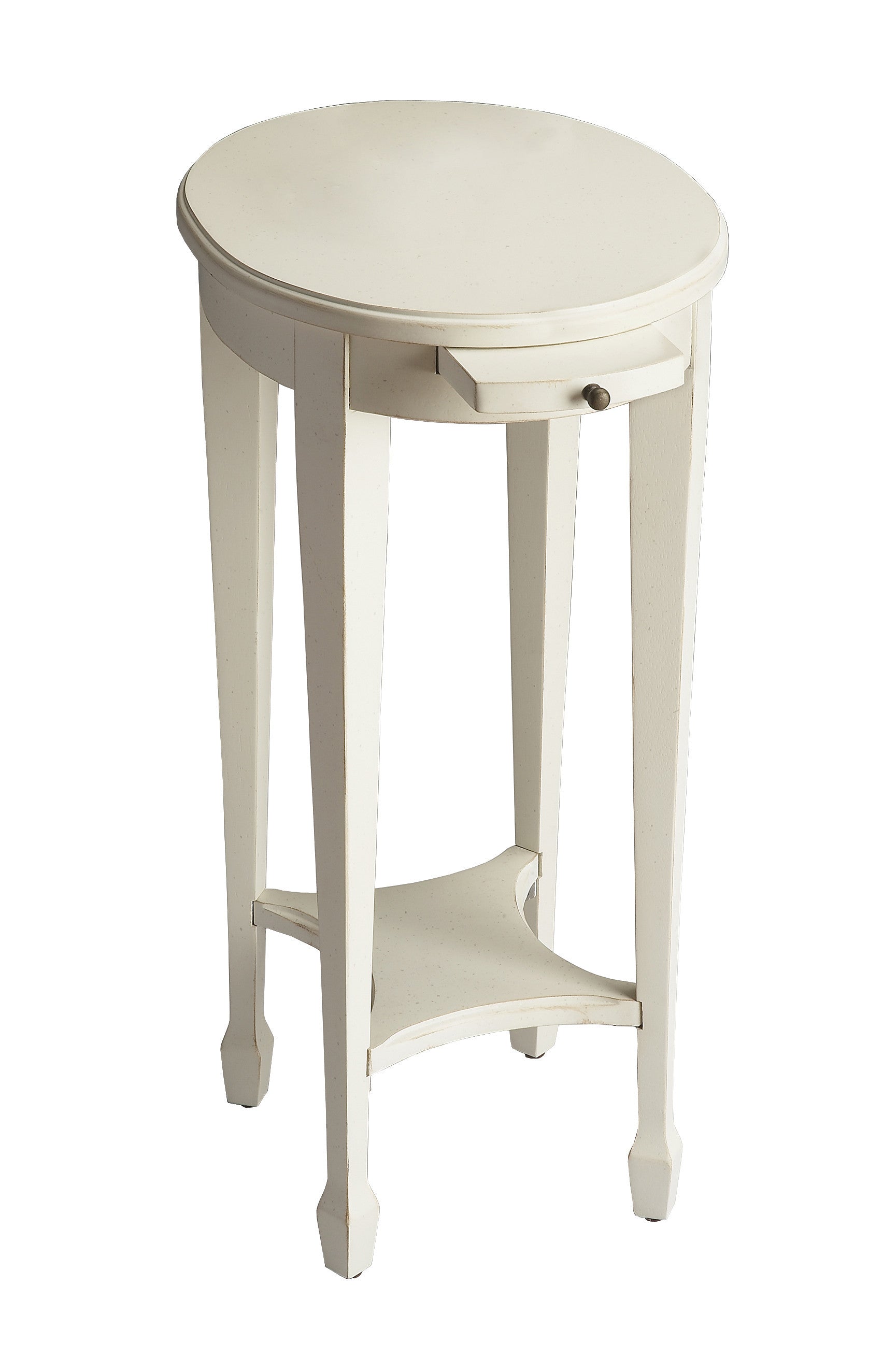 26" White And Cottage White Manufactured Wood Oval End Table With Shelf