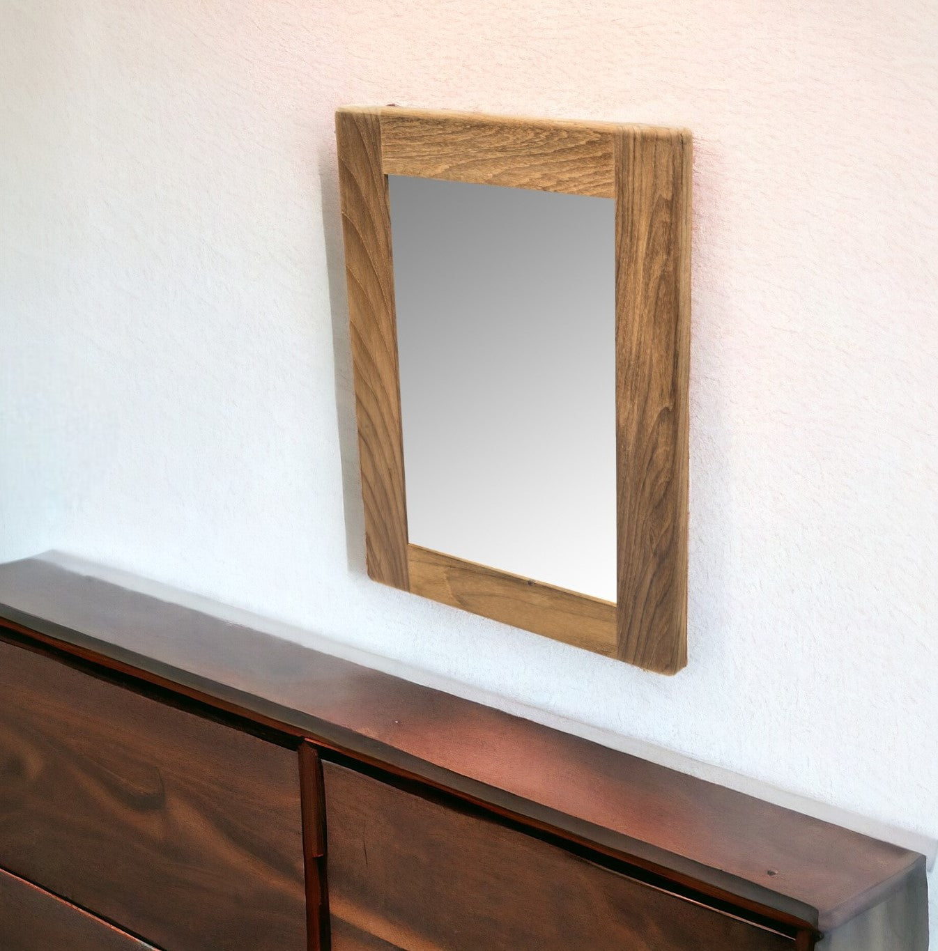 15" Brown Accent Solid Wood Mirror