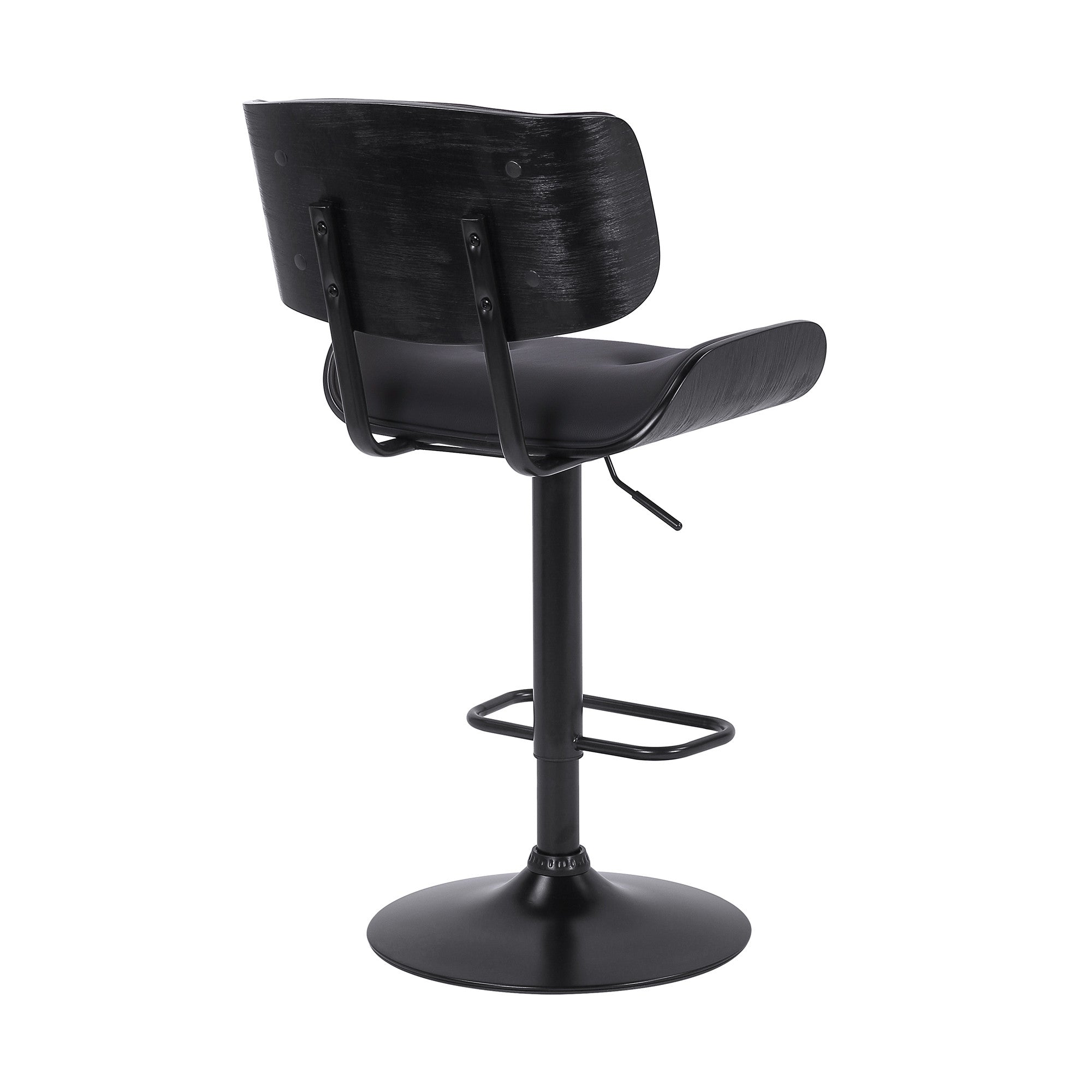 25" Black Iron Swivel Adjustable Height Bar Chair