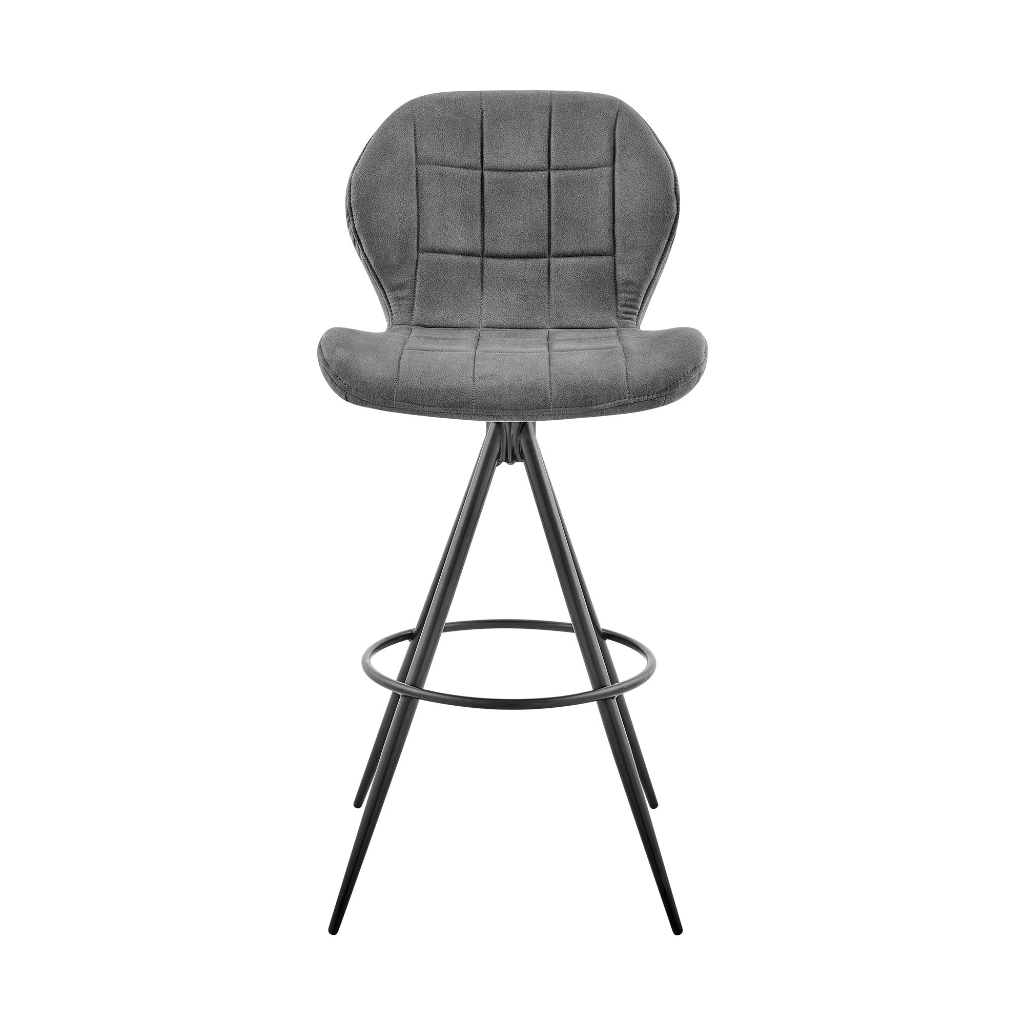 27" Charcoal And Black Iron Counter Height Bar Chair