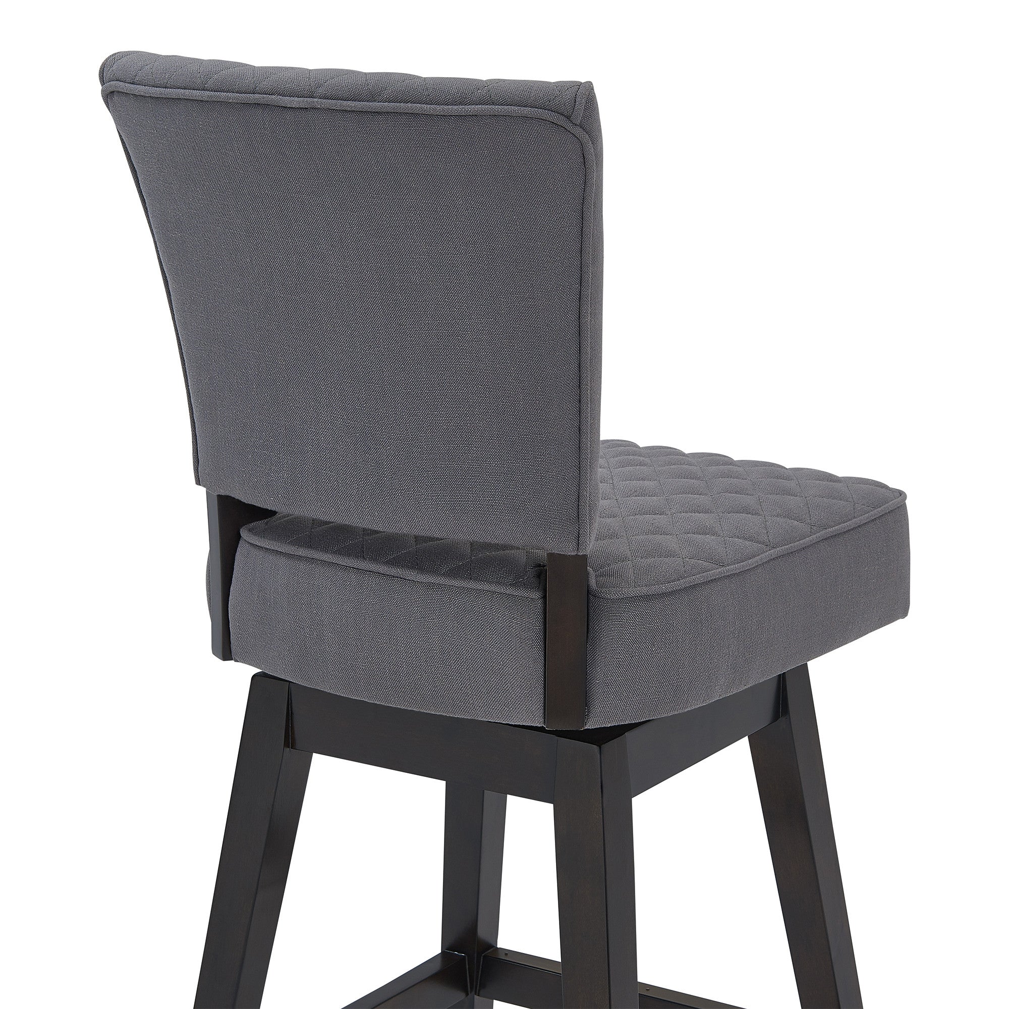 27" Gray And Espresso Solid Wood Swivel Counter Height Bar Chair