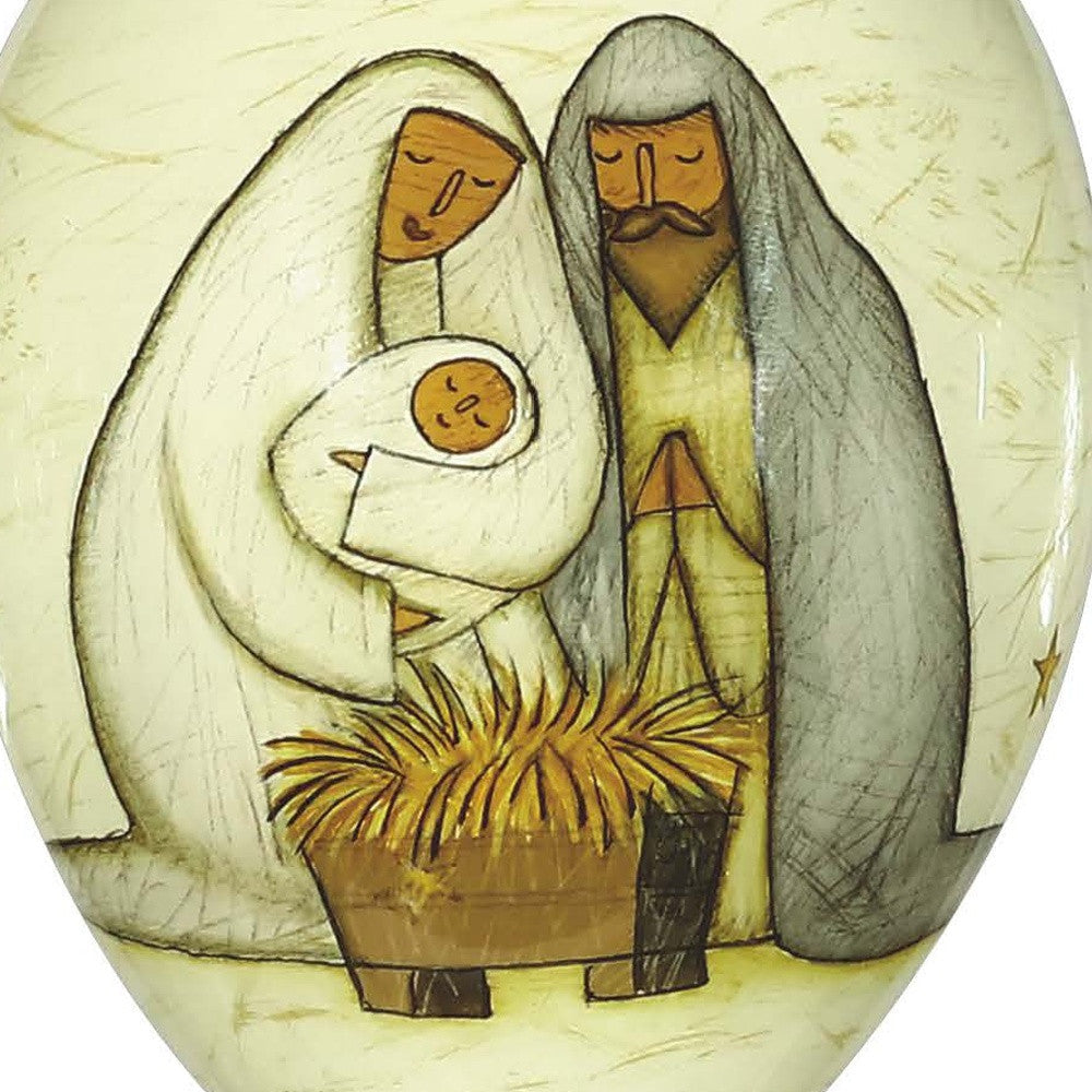 Nativity Holy Family Hand Painted Mouth Blown Glass Ornament
