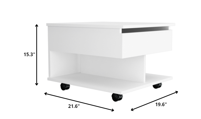 22" White Manufactured Wood Rectangular Lift Top Coffee Table With Drawer