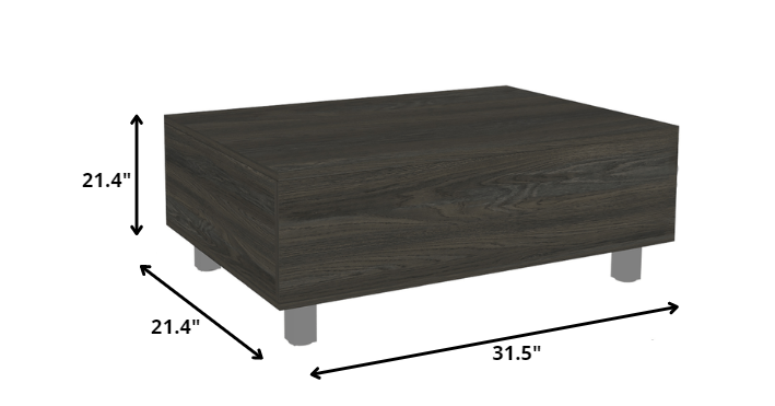 32" Carbon Espresso Manufactured Wood Rectangular Lift Top Coffee Table With Drawer And Shelf