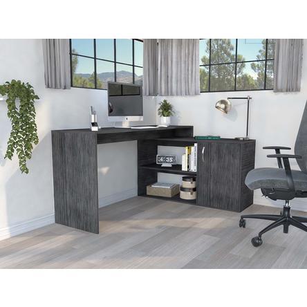 60" Gray Particle Board Computer Desk