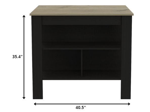 Modern Black Wengue and Light Oak Kitchen Island