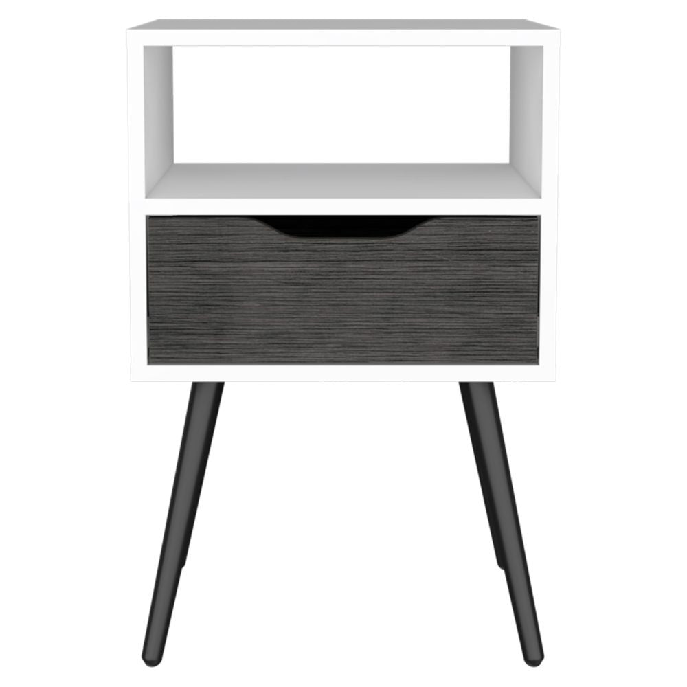 Modern Smokey Oak and White Bedroom Nightstand