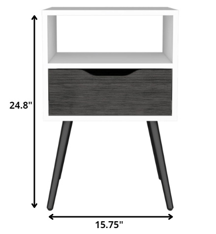 Modern Smokey Oak and White Bedroom Nightstand