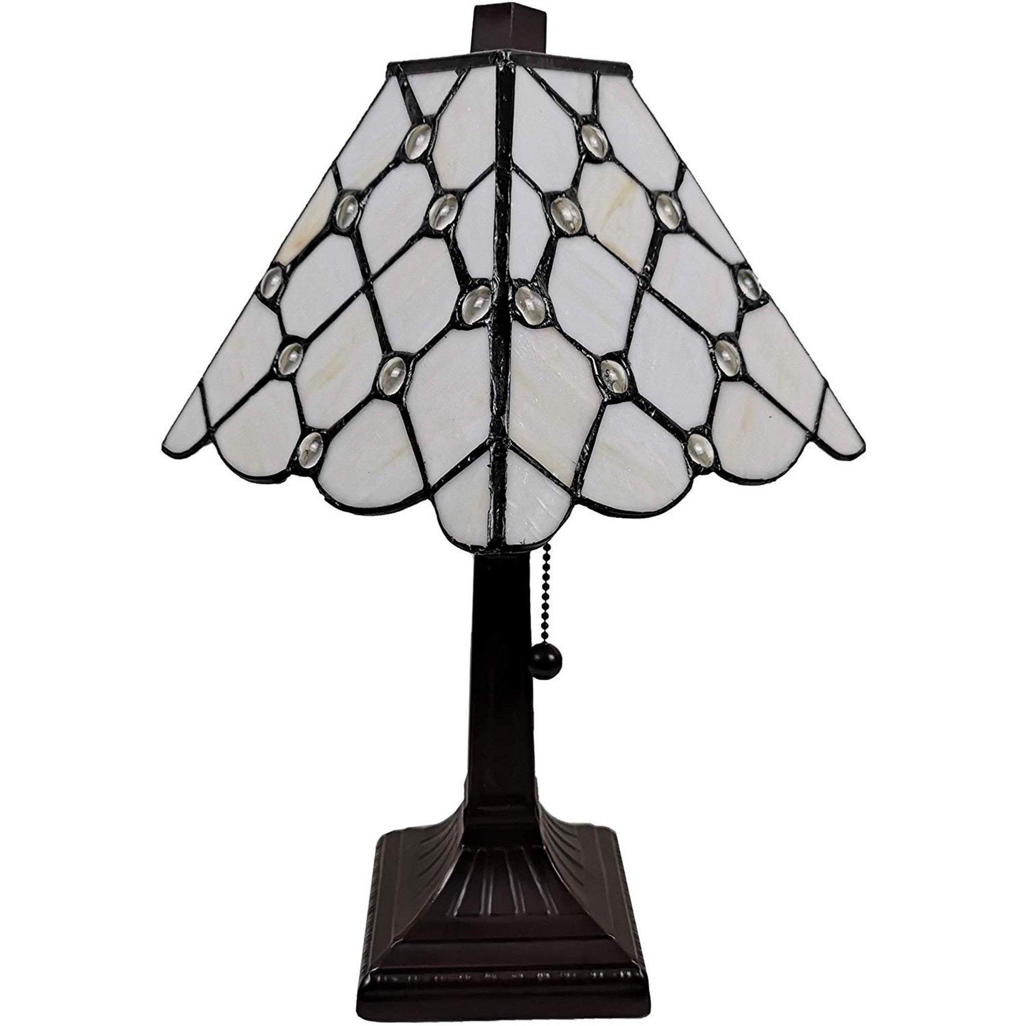 15" Dark Brown Metal Candlestick Table Lamp With White Empire Shade