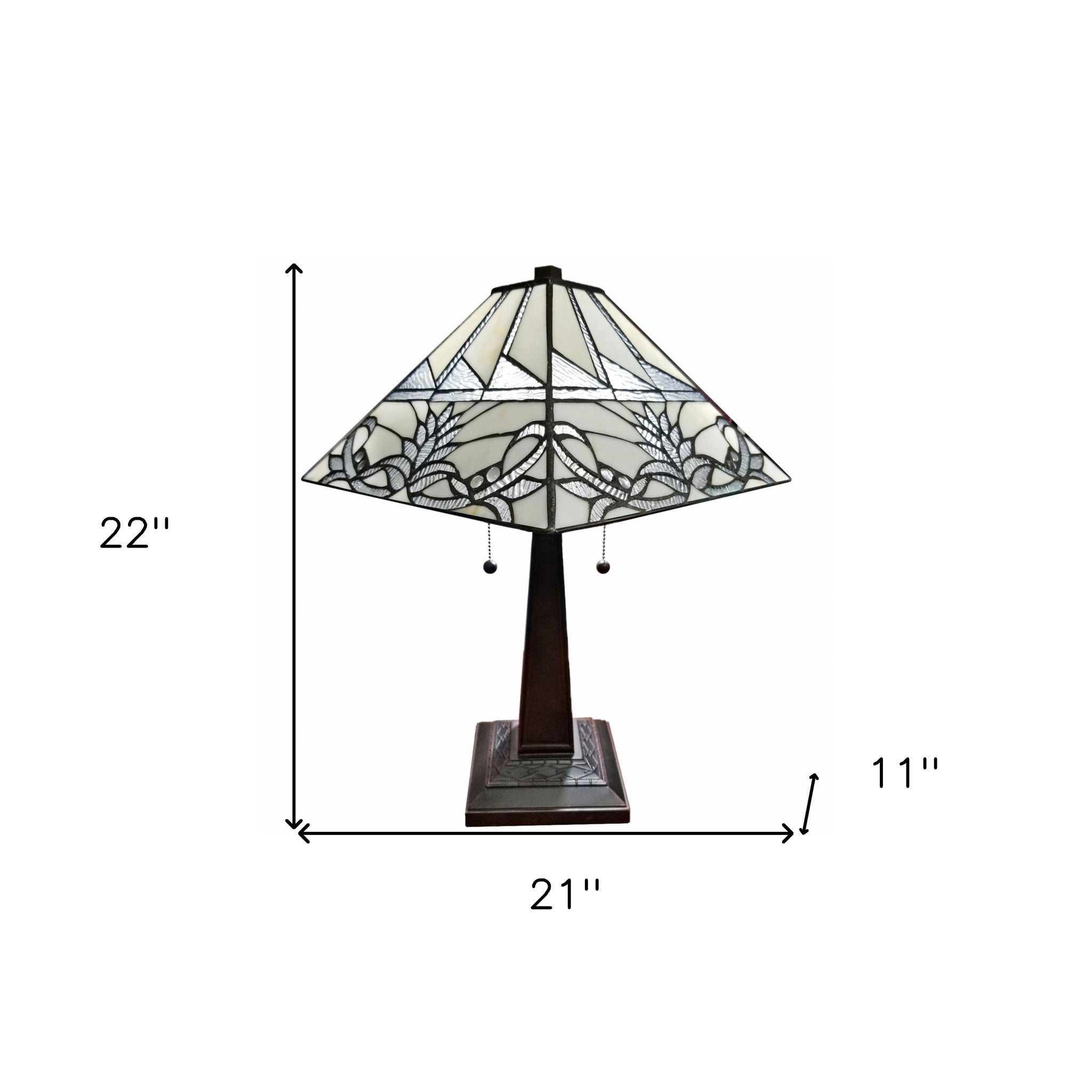 22" Dark Brown Metal Two Light Candlestick Table Lamp With White Empire Shade