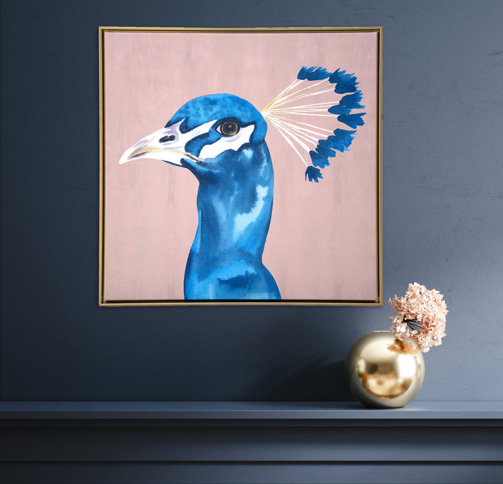 Peacock Portrait Gold Floater Frame p-Oxybis(benzenesulfonyl hydrazide) Wall Art