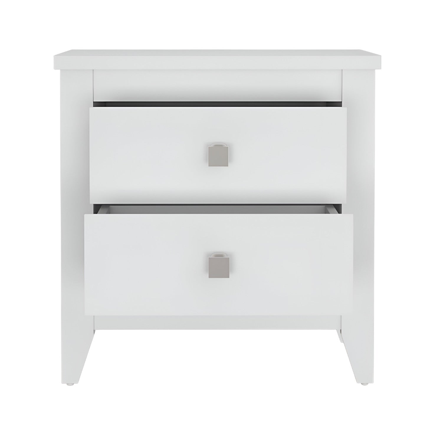 24" White Two Drawer Faux Wood Nightstand