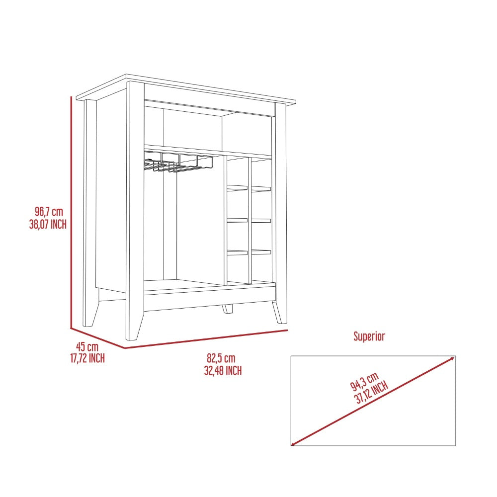 Light Gray Bar Cart With Wine Storage