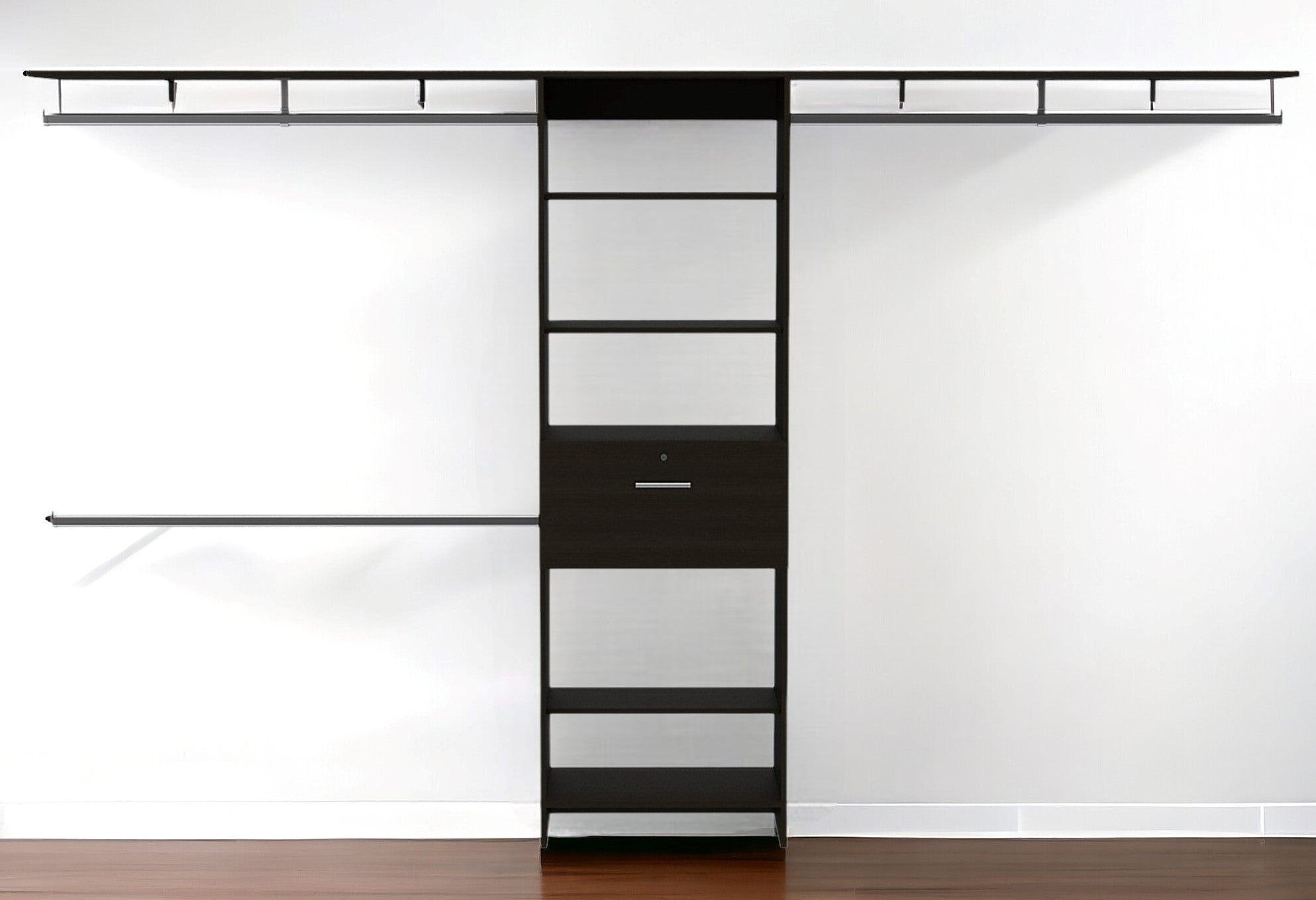 74"H Black and Stainless Adjustable Width Create a Closet System