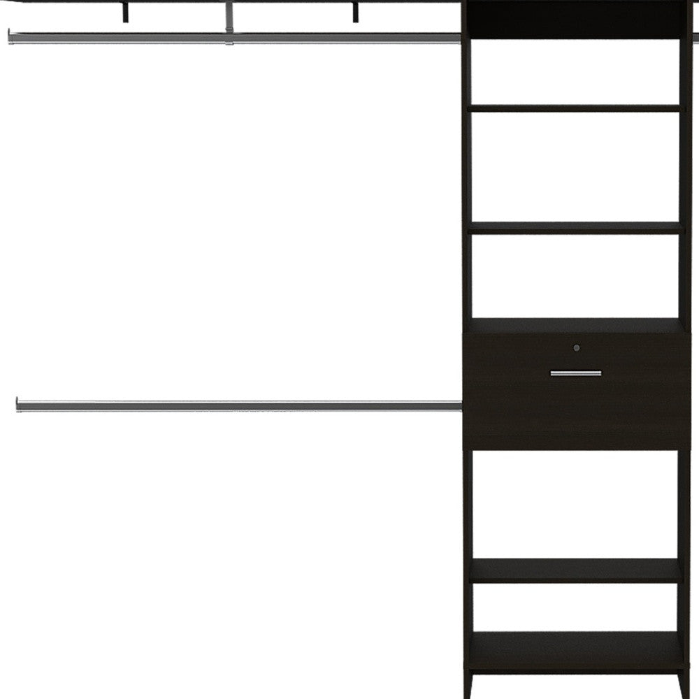 74"H Black and Stainless Adjustable Width Create a Closet System