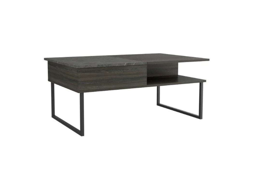 41" Onyx And Carbon Manufactured Wood Rectangular Lift Top Coffee Table