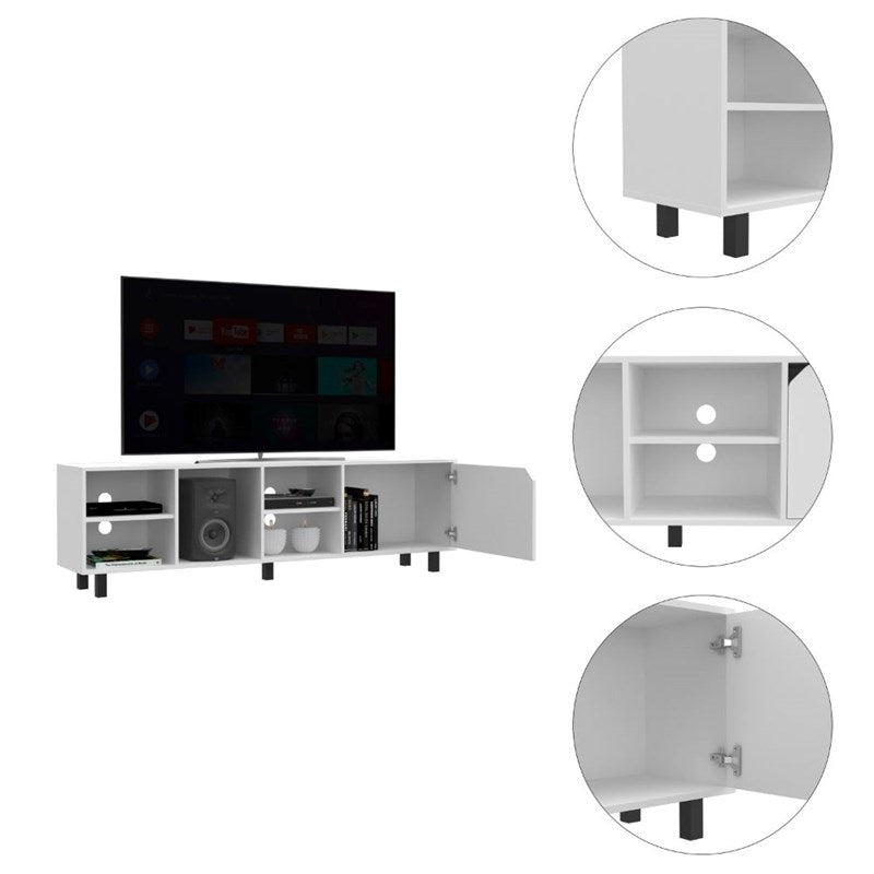 71" White Particle Board Open Shelving TV Stand