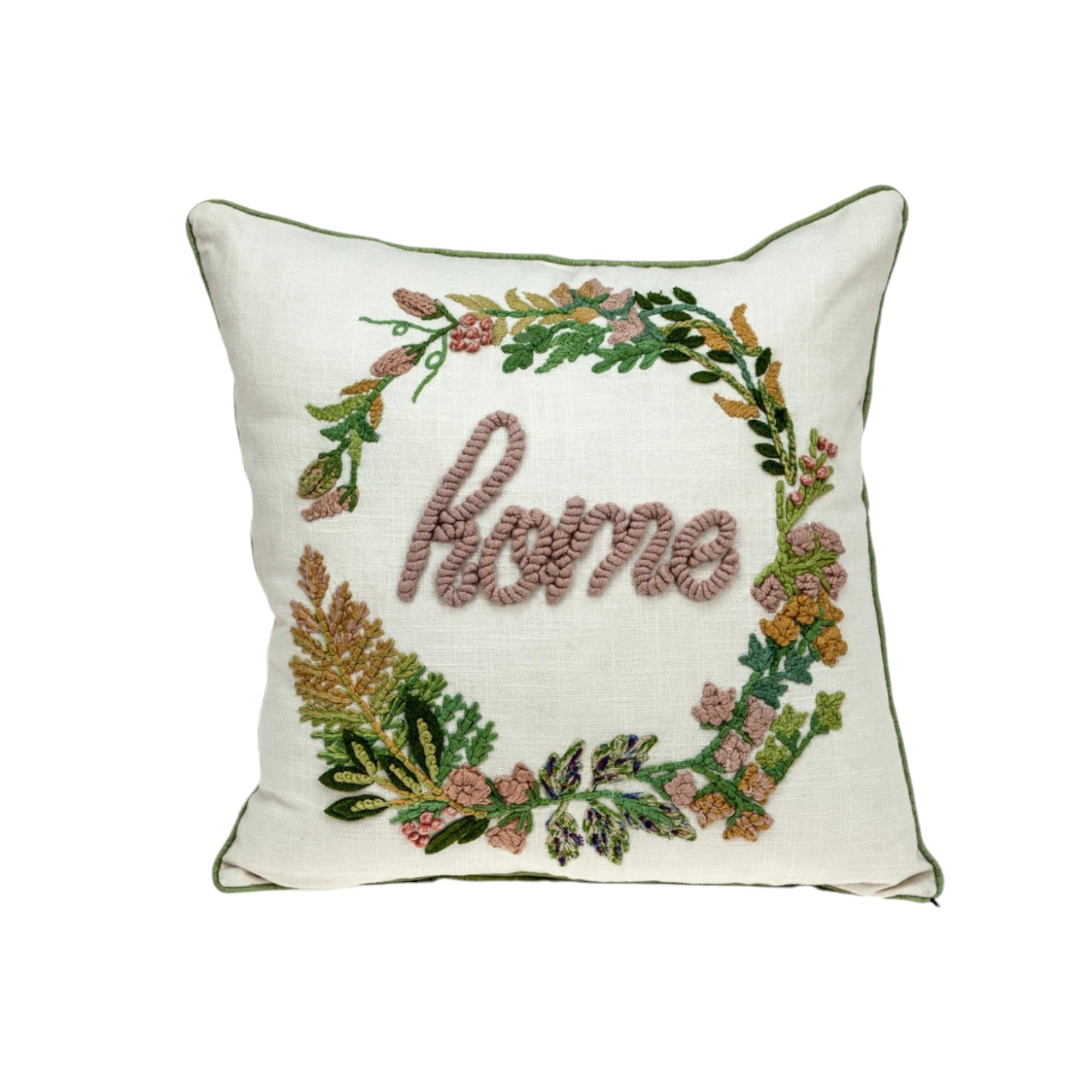 18" Beige Cotton Throw Pillow